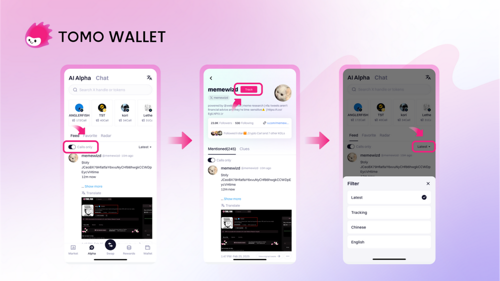 Tomo錢包推出AI Alpha功能，一鍵追跡推特幣種情報插图10